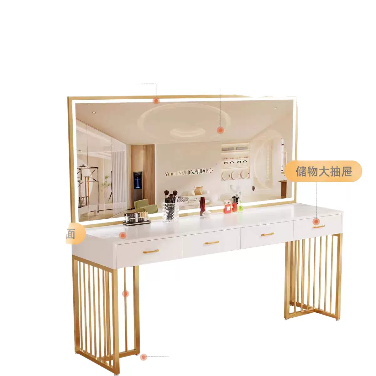 影楼化妆台专用带灯婚纱店美容院学校理发店化妆师化妆桌梳妆台桌