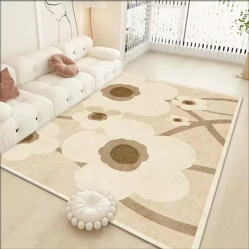 韩系奶油风客厅地毯仿羊绒卧室床边毯家用沙发茶几毯毛绒脚踩隔凉