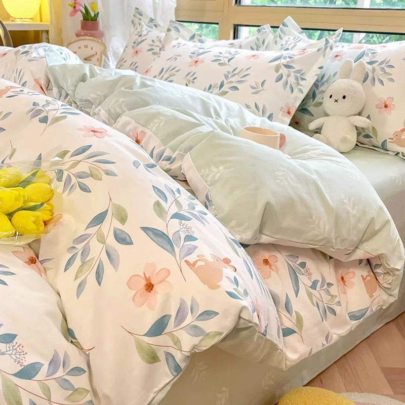 纯棉床品四件套夏天被套床上用品宿舍床单三件套床笠床单罩款