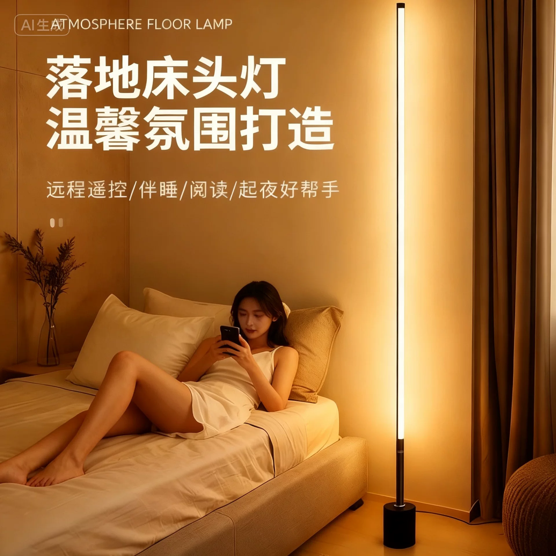 智能AI语音声控氛围灯客厅卧室伴睡床头小夜灯简约北欧ins落地灯