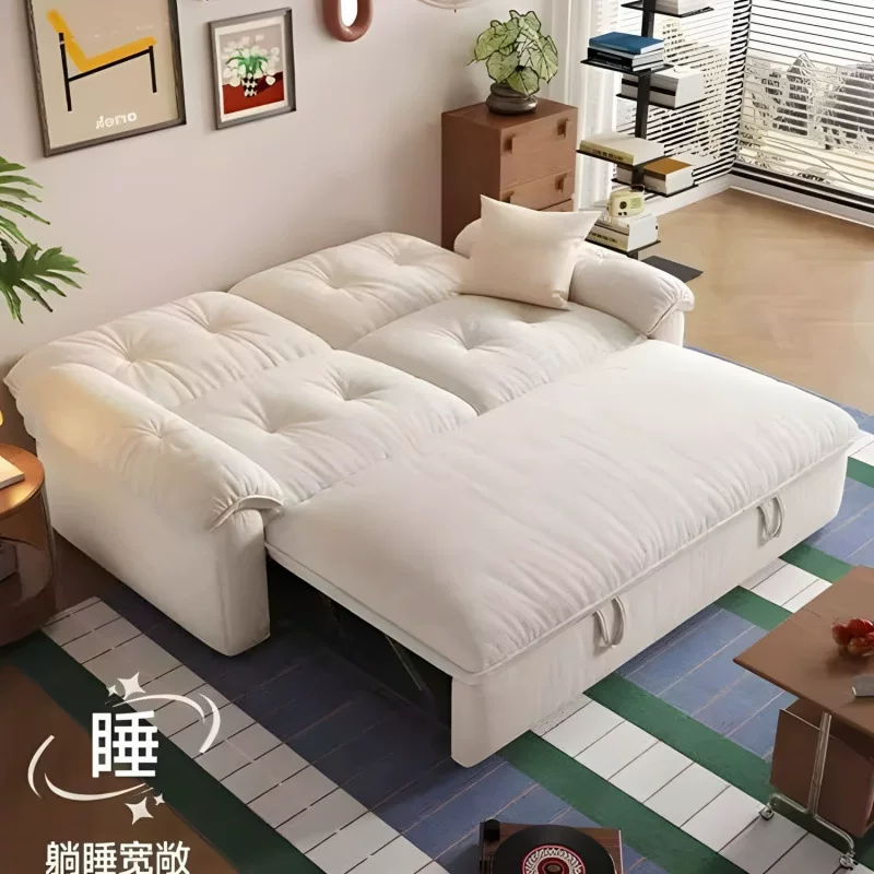 奶油风沙发床网红客厅可折叠两用一体小户型多功能式小沙发
